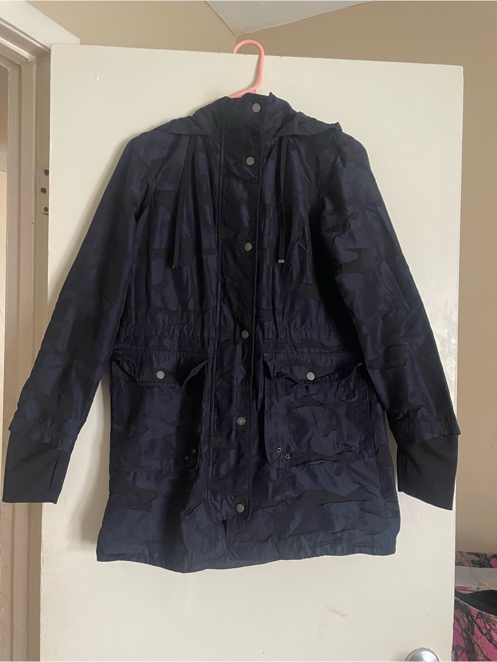 Navy Camo Hooded Anorak Jacket